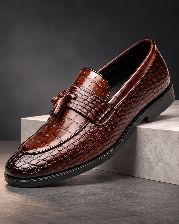 Dante Croc-Embossed Tassel Loafers