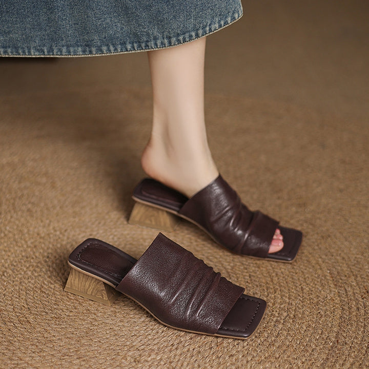 Genuine Leather Block Heel Sandals | Savona