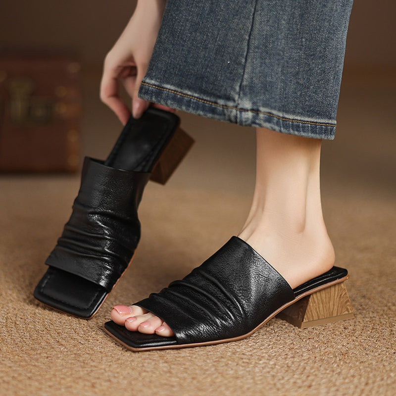 Genuine Leather Block Heel Sandals | Savona