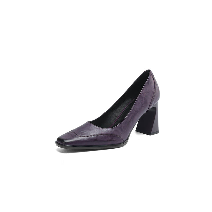 Savona Genuine Leather Block Heel Pumps