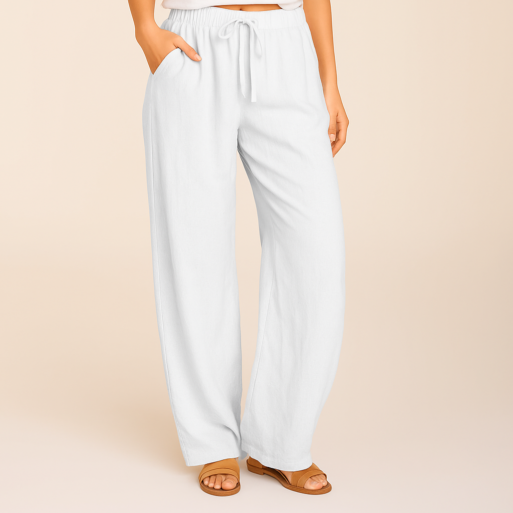 Linen Pants – Women's Drawstring Wide-Leg Trousers | Savona