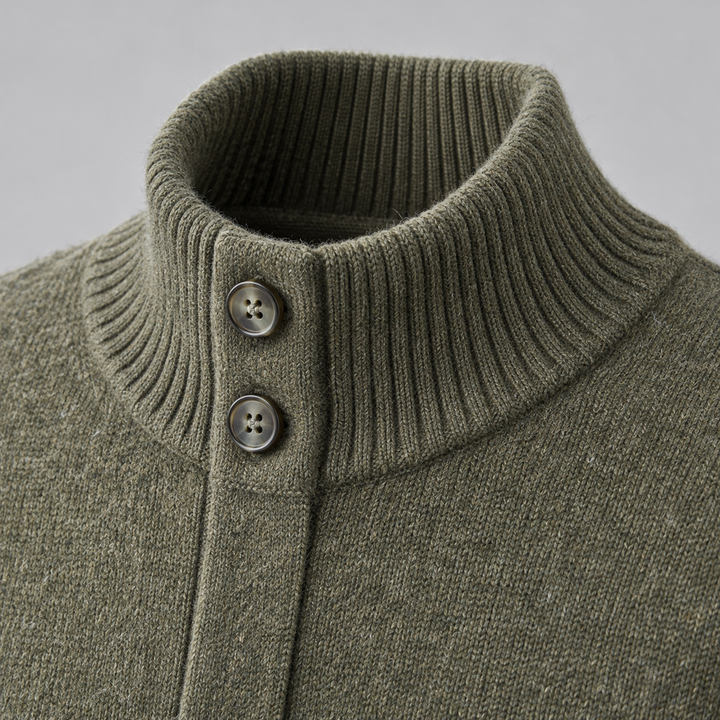 Matteo Wool Mock-Neck Cardigan