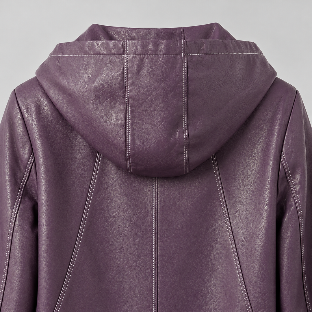 Milana Genuine Leather Hooded Jacket