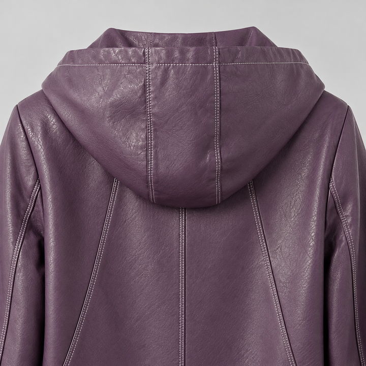 Milana Genuine Leather Hooded Jacket