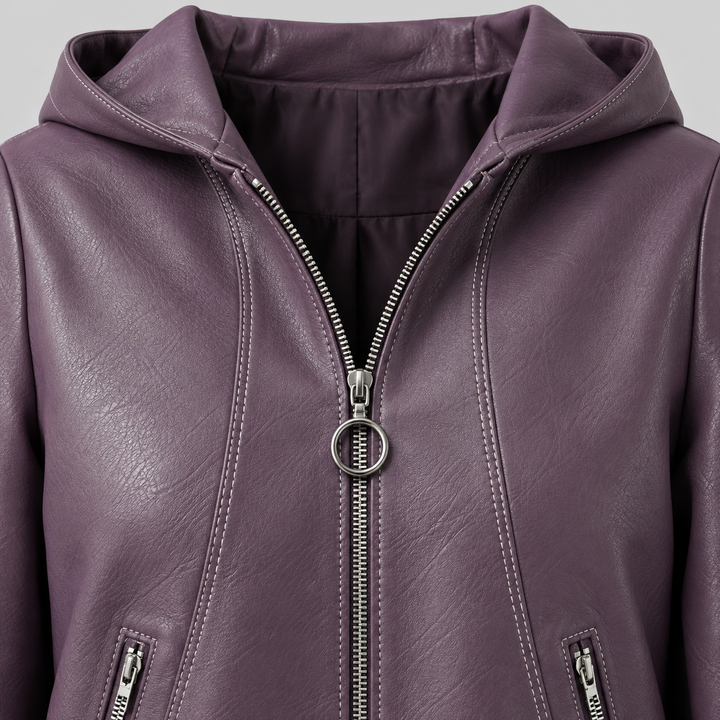 Milana Genuine Leather Hooded Jacket