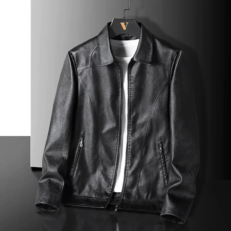 Vintage Leather Zip-Up Jacket – Men's Relaxed Fit | Verano