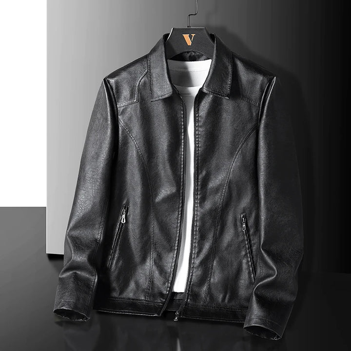 Vintage Leather Zip-Up Jacket – Men's Relaxed Fit | Verano