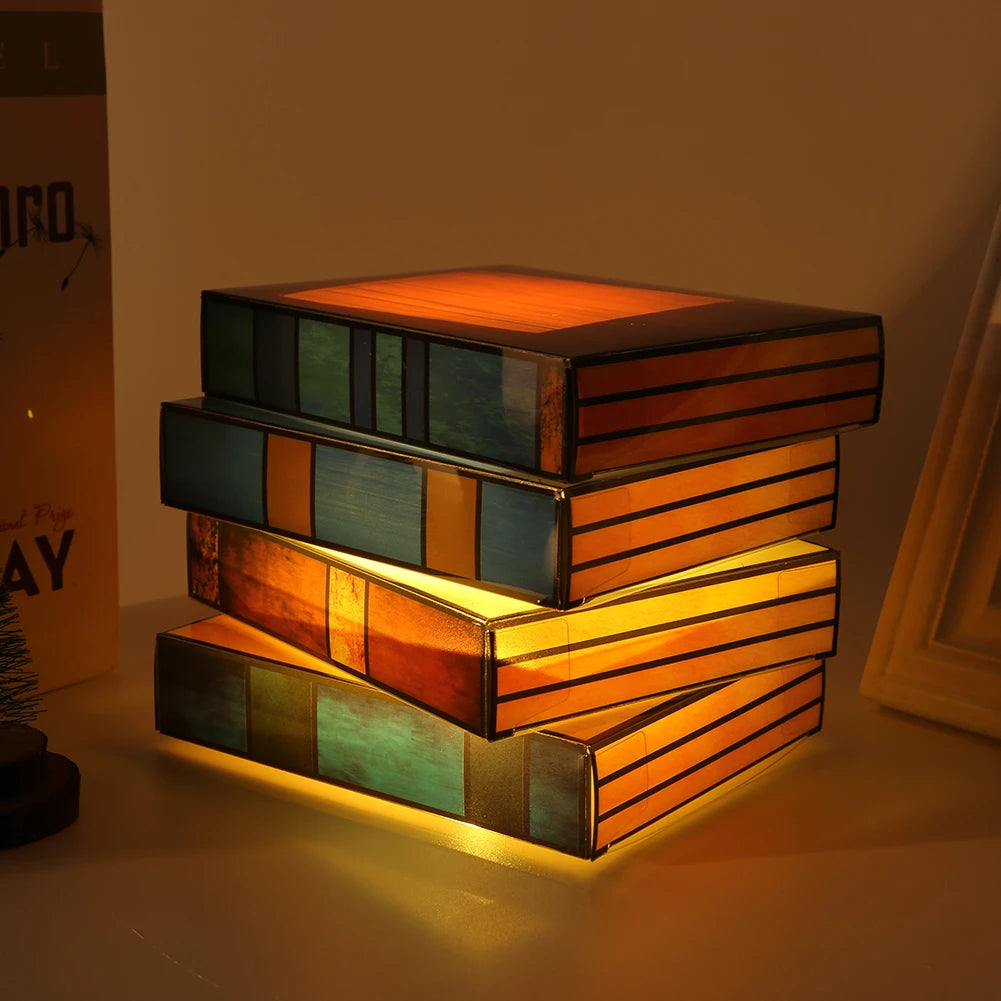 Stained Glass Book Night Light – Ambient Lamp for Book Lovers