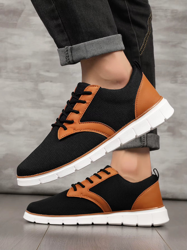 Men's Canvas Leather Sneakers with Orthopedic Footbed | Savoni