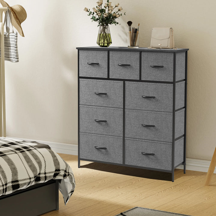 9-Drawer Storage Dresser – Rustic Wood & Steel Frame | Aubrey