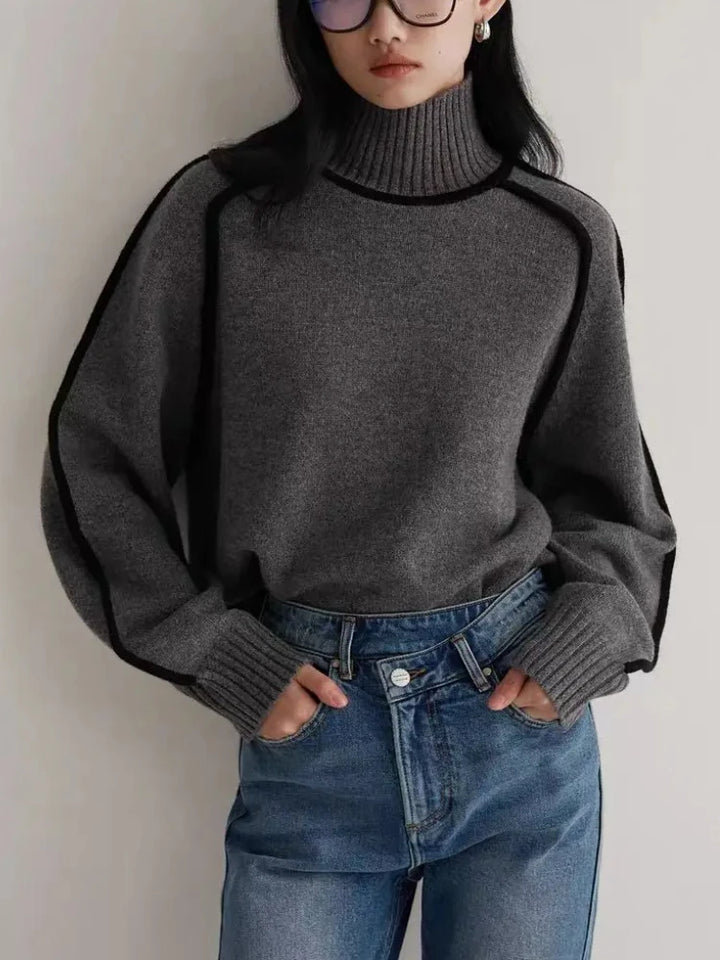 Ribbed Turtleneck Sweater – Women's Knit Top | Sophia