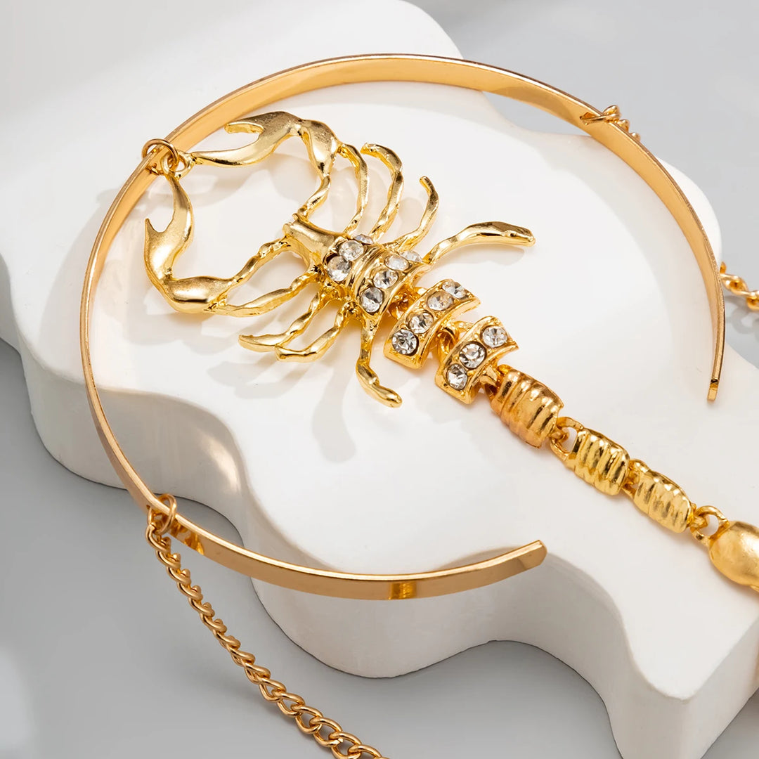 Savona Gold Scorpion Arm Bangle with Stone Accents