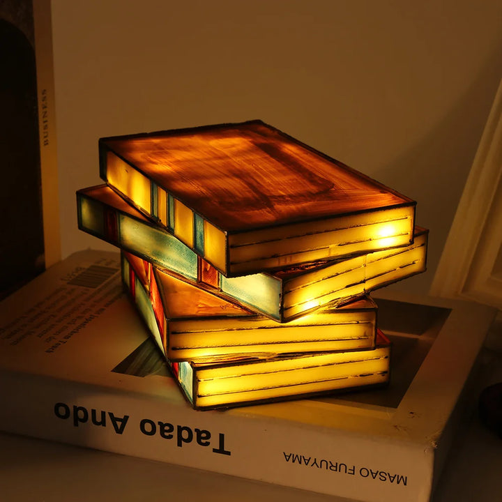 Stained Glass Book Night Light – Ambient Lamp for Book Lovers