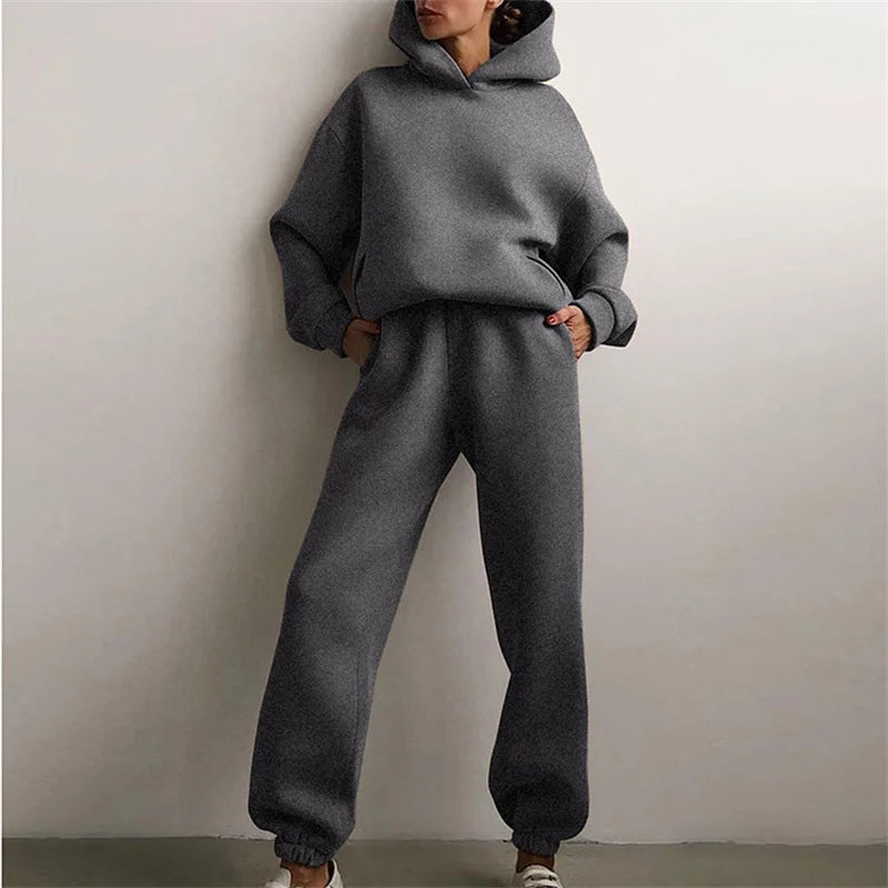 Oversized Tracksuit Set – Women's 2-Piece Lounge Set | Elastic Waist