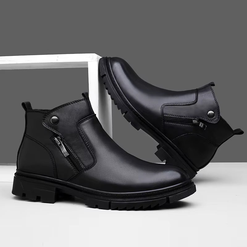 Men's Leather Boots with Side-Zip | Savonti