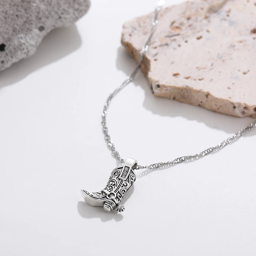 Cowboy Boot Charm Necklace – Gold & Silver Western Jewelry