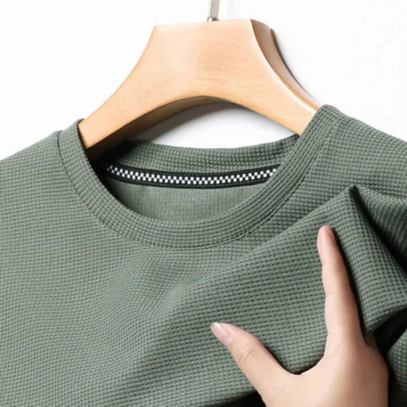 Waffle Knit T-Shirt – Men's Crewneck Casual Tee | Mason