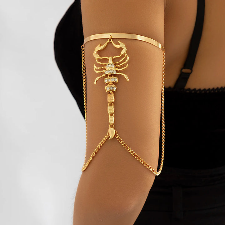 Savona Gold Scorpion Arm Bangle with Stone Accents
