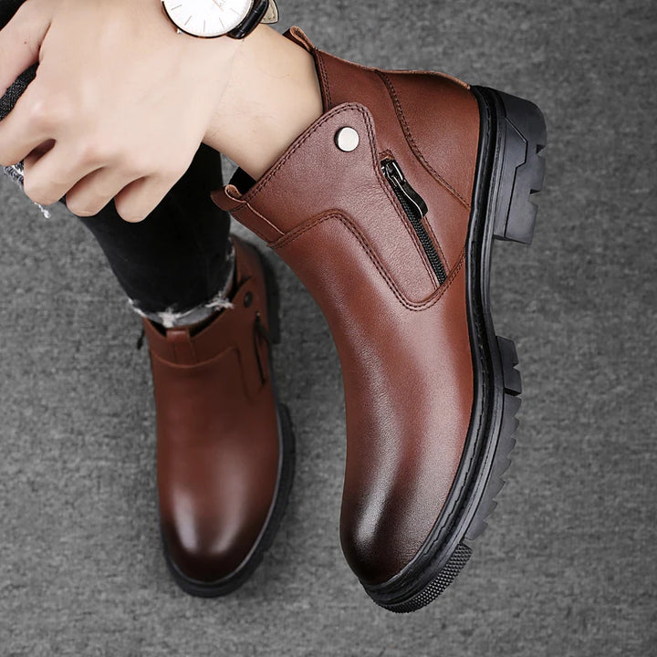 Men's Leather Boots with Side-Zip | Savonti