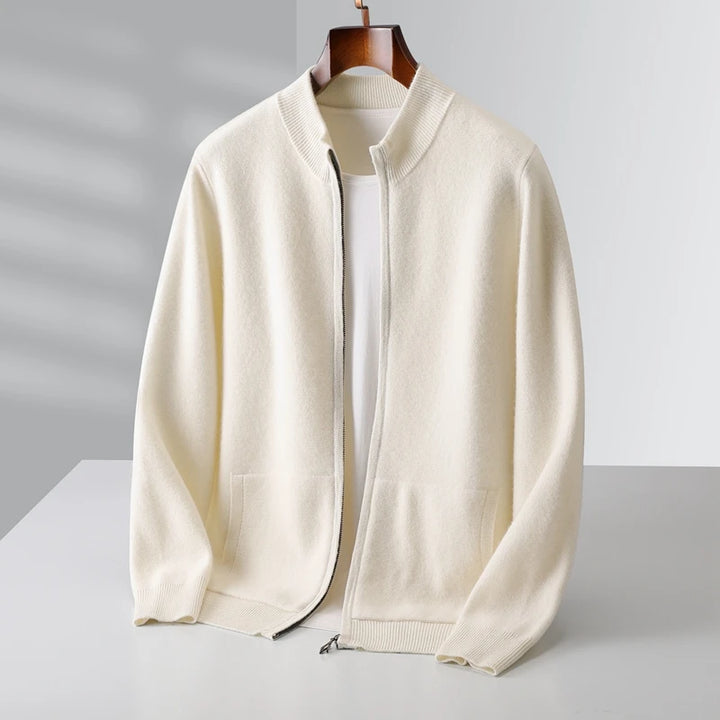 Men's Merino Wool Zip-Up Cardigan | Savonti
