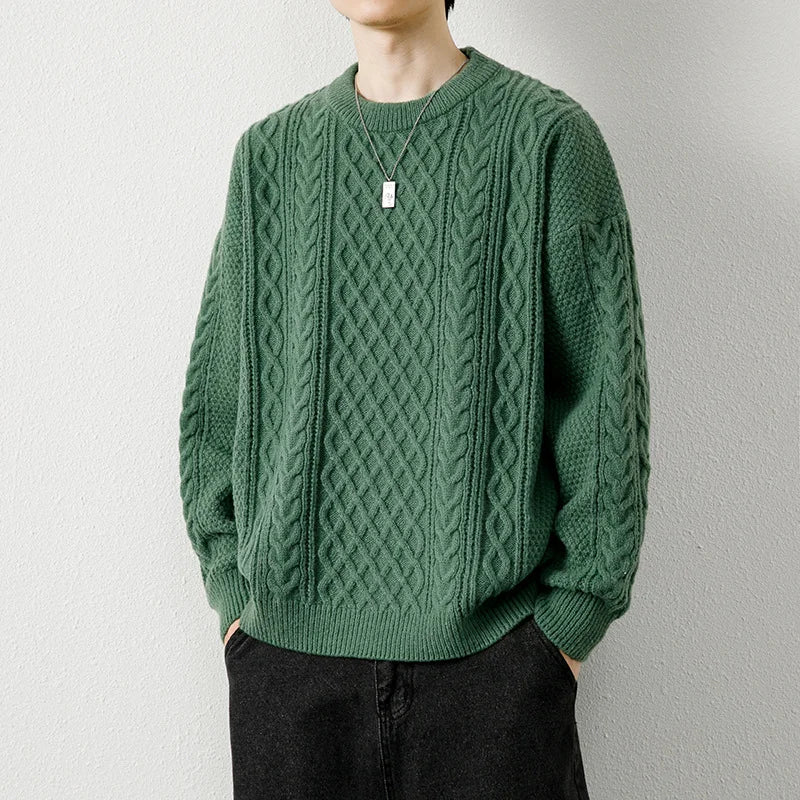 Men's Linen Cable Knit Sweater | Arden