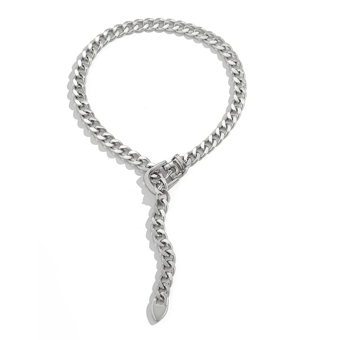 Savona Curb Link Necklace with Buckle Centerpiece