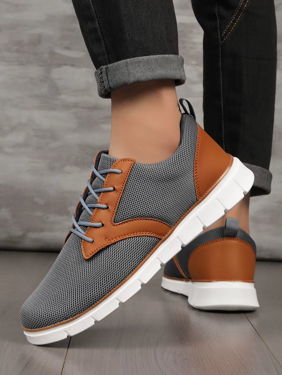 Men's Canvas Leather Sneakers with Orthopedic Footbed | Savoni
