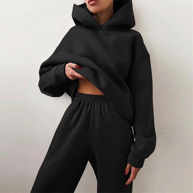 Oversized Tracksuit Set – Women's 2-Piece Lounge Set | Elastic Waist