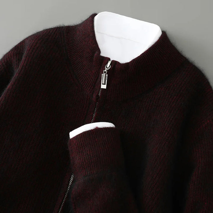 Men's Wool Cashmere Zip-Up Sweater | Savoni