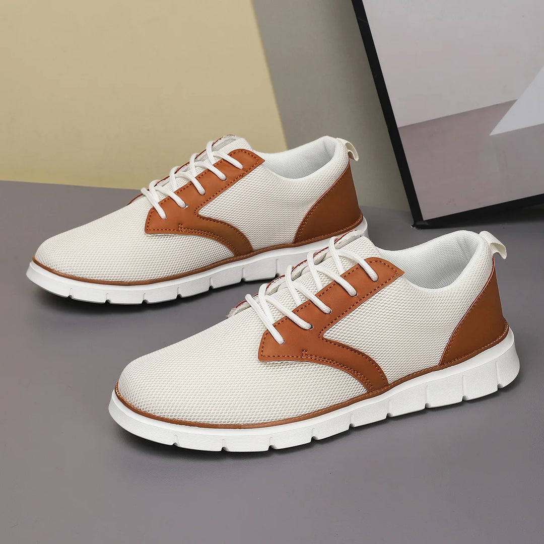 Men's Canvas Leather Sneakers with Orthopedic Footbed | Savoni
