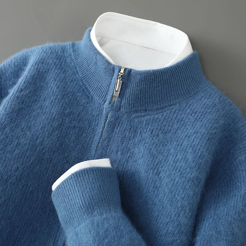 Men's Wool Cashmere Zip-Up Sweater | Savoni