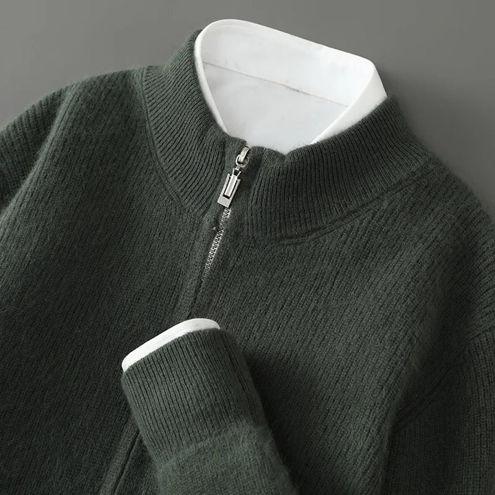 Men's Wool Cashmere Zip-Up Sweater | Savoni