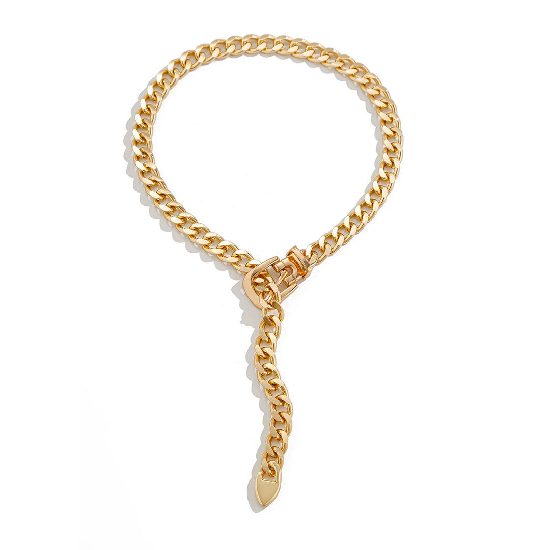 Savona Curb Link Necklace with Buckle Centerpiece