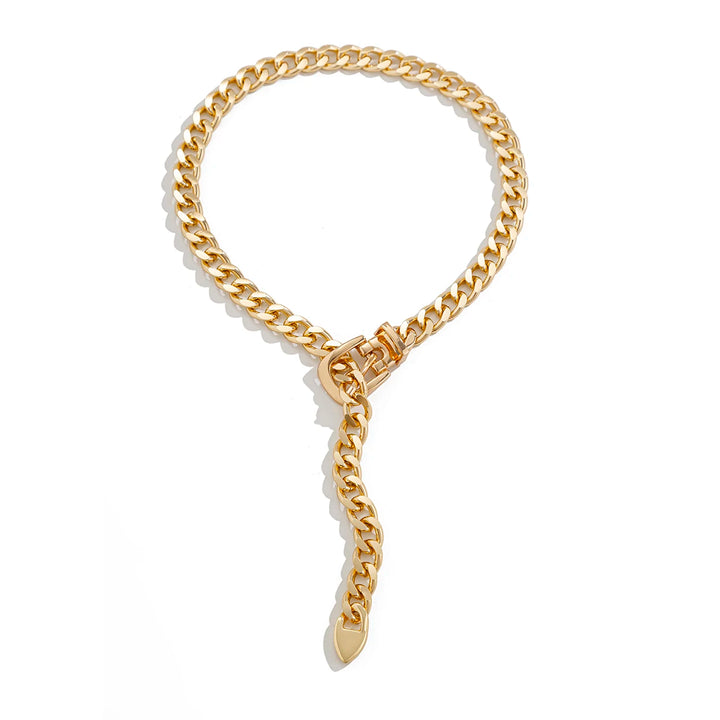 Savona Curb Link Necklace with Buckle Centerpiece