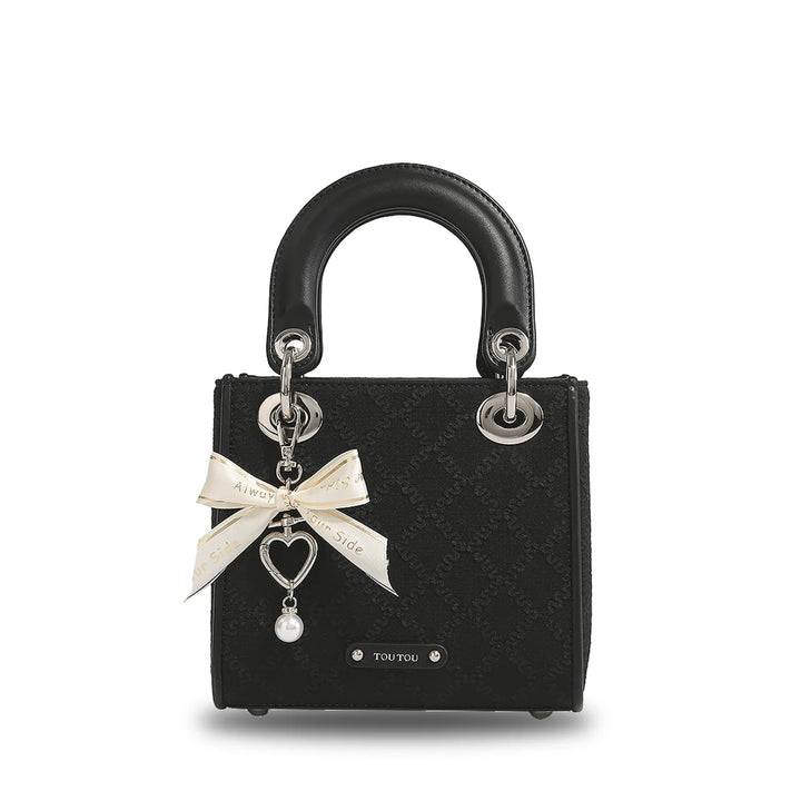 Jacquard Bow Handbag – Women's Pearl Accent Bag | Clarisse