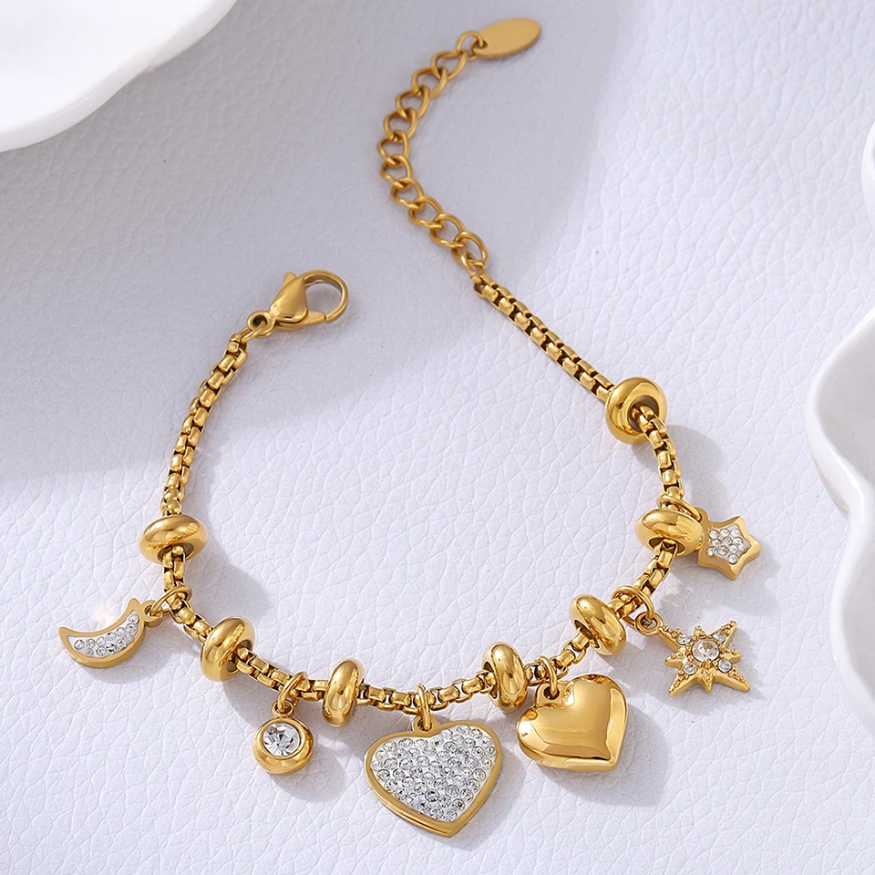 Heart Charm Bracelet – Adjustable Bracelet