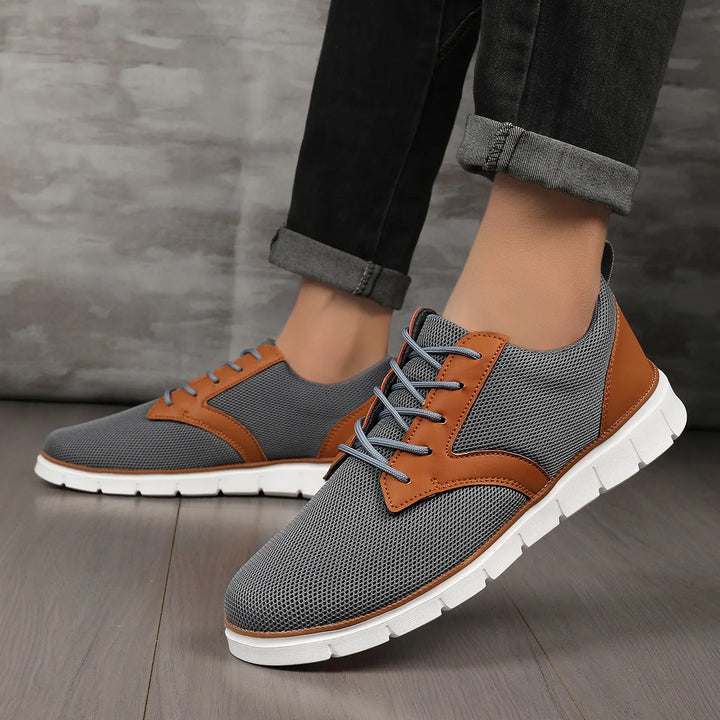 Men's Canvas Leather Sneakers with Orthopedic Footbed | Savoni