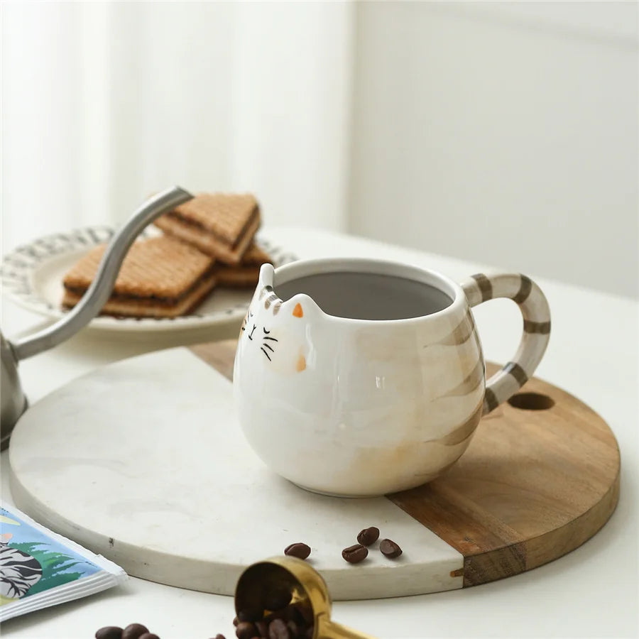 Cat Shaped Ceramic Mug – Cute Coffee Mug Gift for Cat Lovers