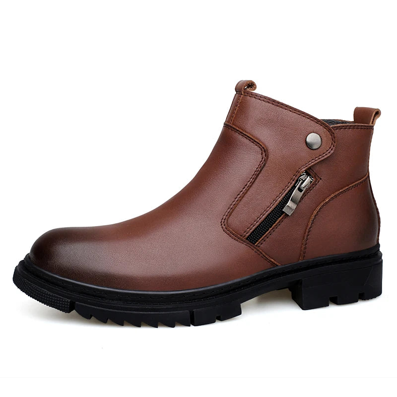 Men's Leather Boots with Side-Zip | Savonti