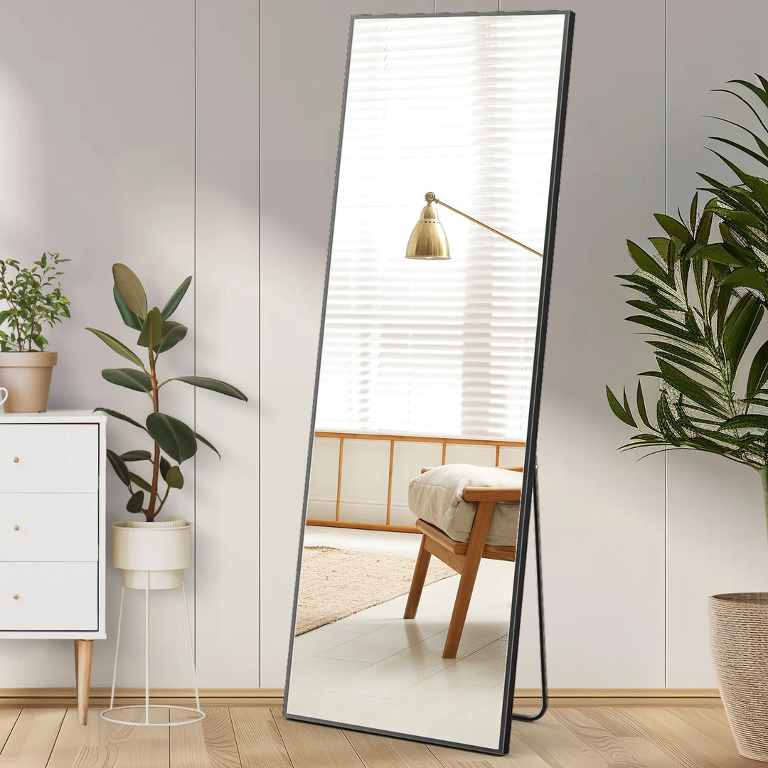 Full Length Mirror – 59" Standing or Wall Mount | Gold & Black | Warren