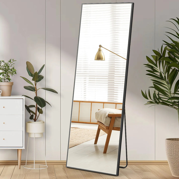 Full Length Mirror – 59" Standing or Wall Mount | Gold & Black | Warren