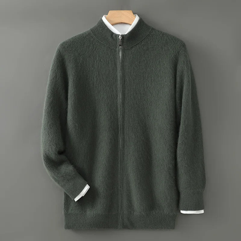 Men's Wool Cashmere Zip-Up Sweater | Savoni