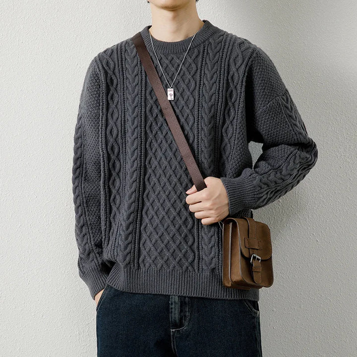 Men's Linen Cable Knit Sweater | Arden