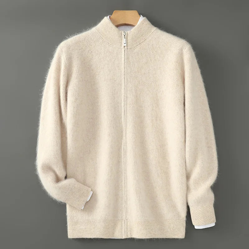 Men's Wool Cashmere Zip-Up Sweater | Savoni