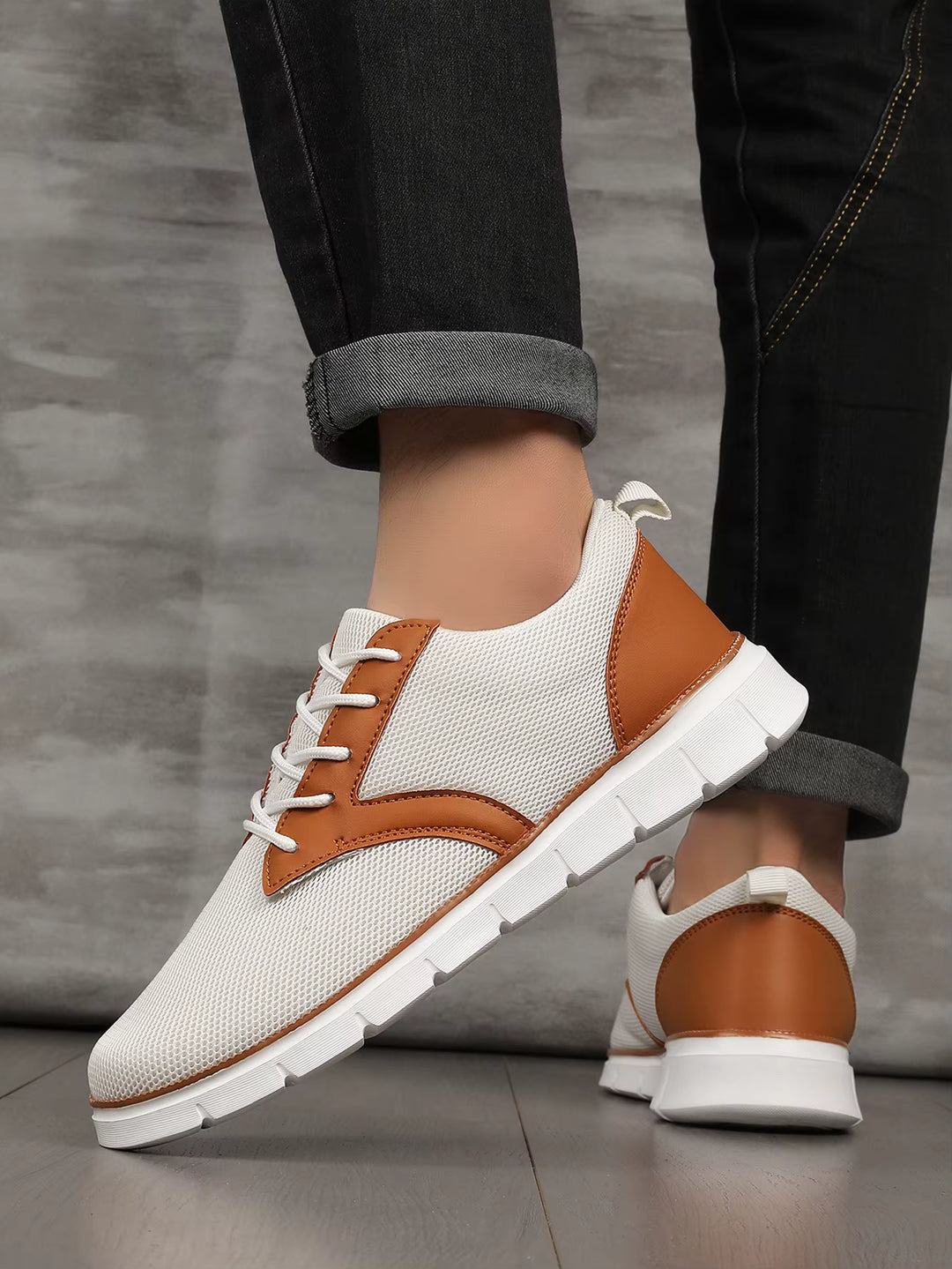 Men's Canvas Leather Sneakers with Orthopedic Footbed | Savoni