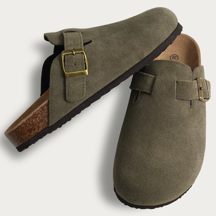 Suede Buckle Clogs – Women's Slip-On Mules | Savona