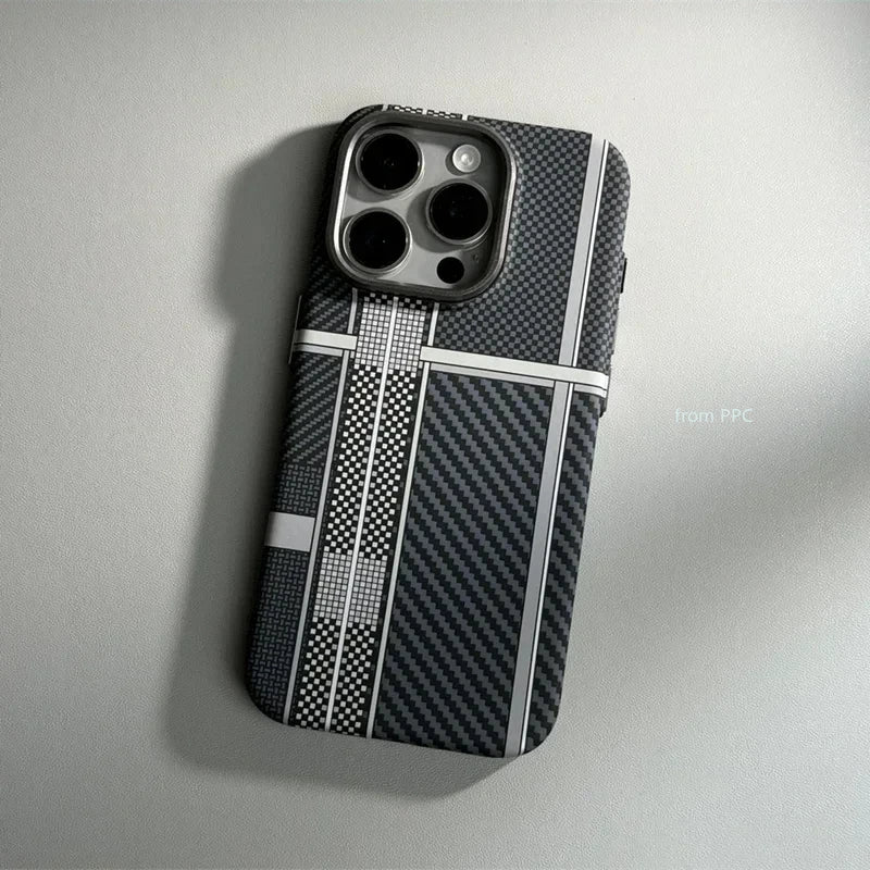 Carbon Fiber Phone Case – Dual-Stripe Matte Cover | Arden