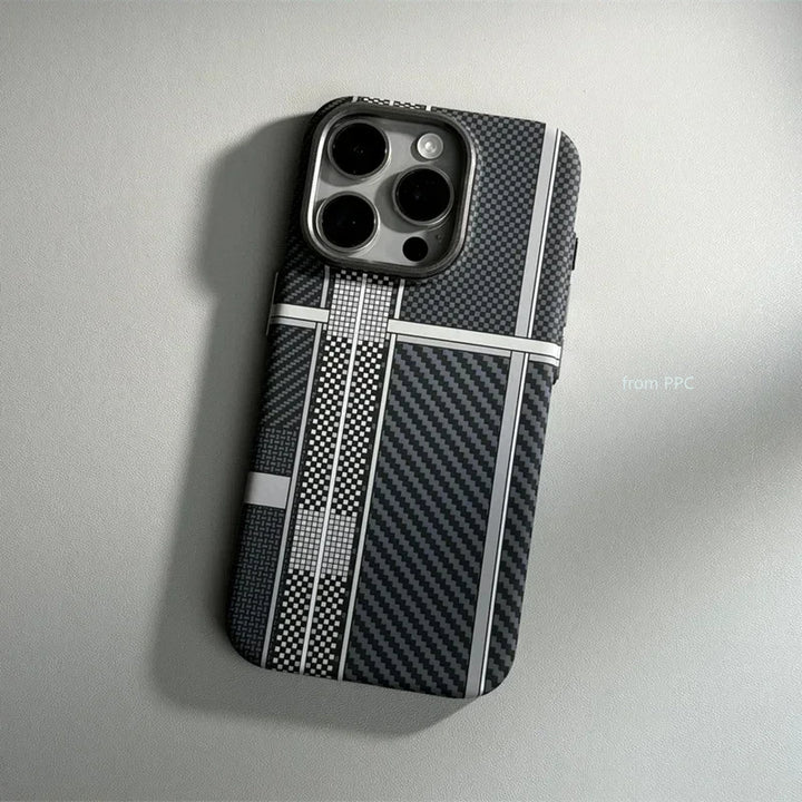 Carbon Fiber Phone Case – Dual-Stripe Matte Cover | Arden