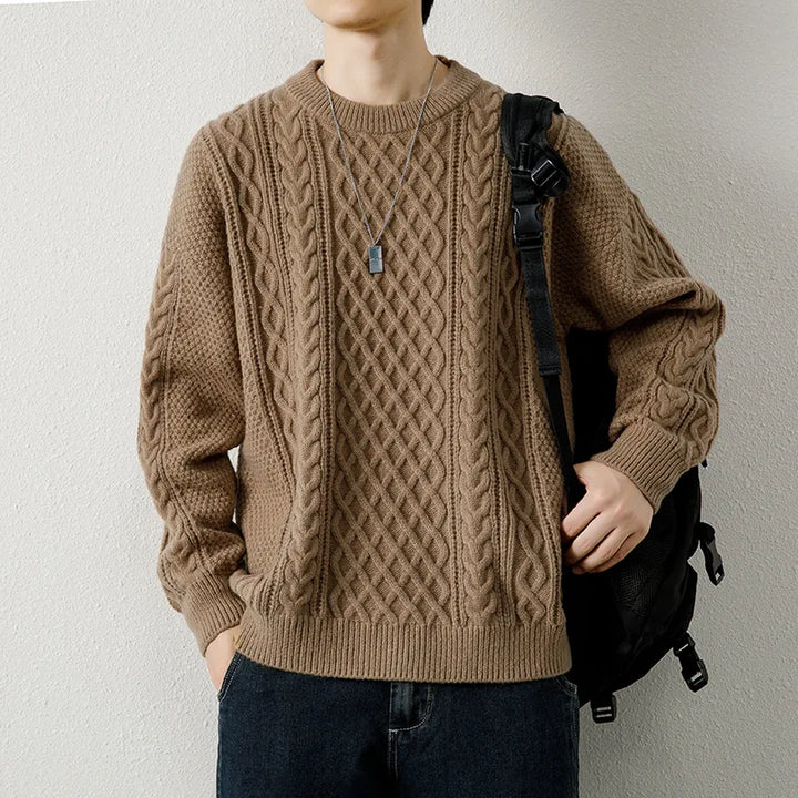 Men's Linen Cable Knit Sweater | Arden