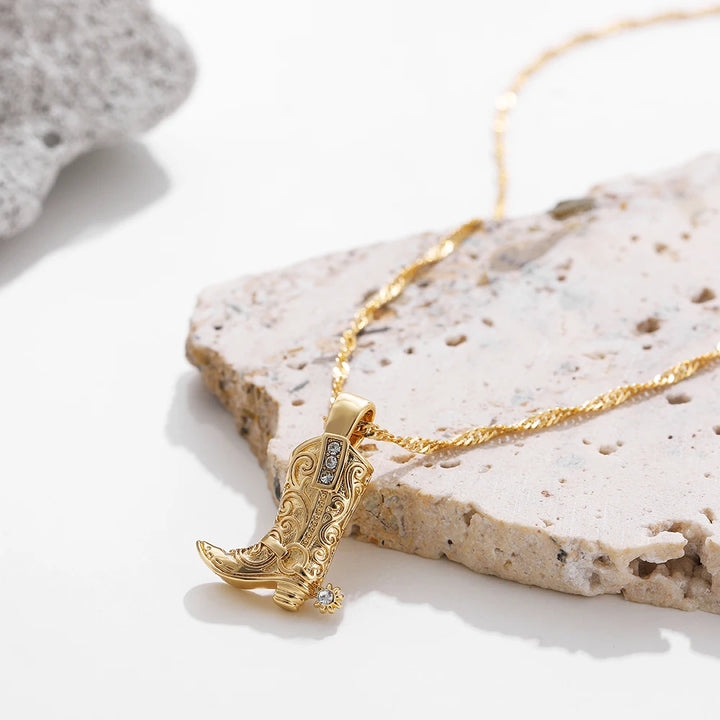 Cowboy Boot Charm Necklace – Gold & Silver Western Jewelry